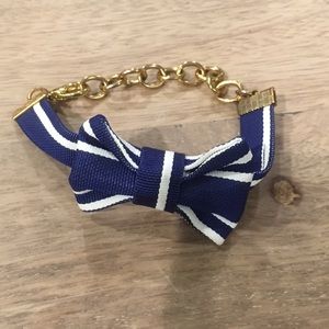 Blue & white striped nautical bow bracelet